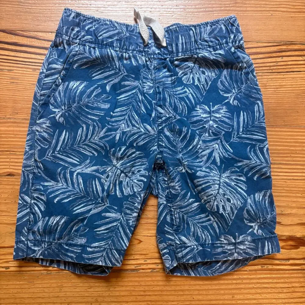 Children's Place blue denim leave print drawstring boys shorts SIZE 5‎